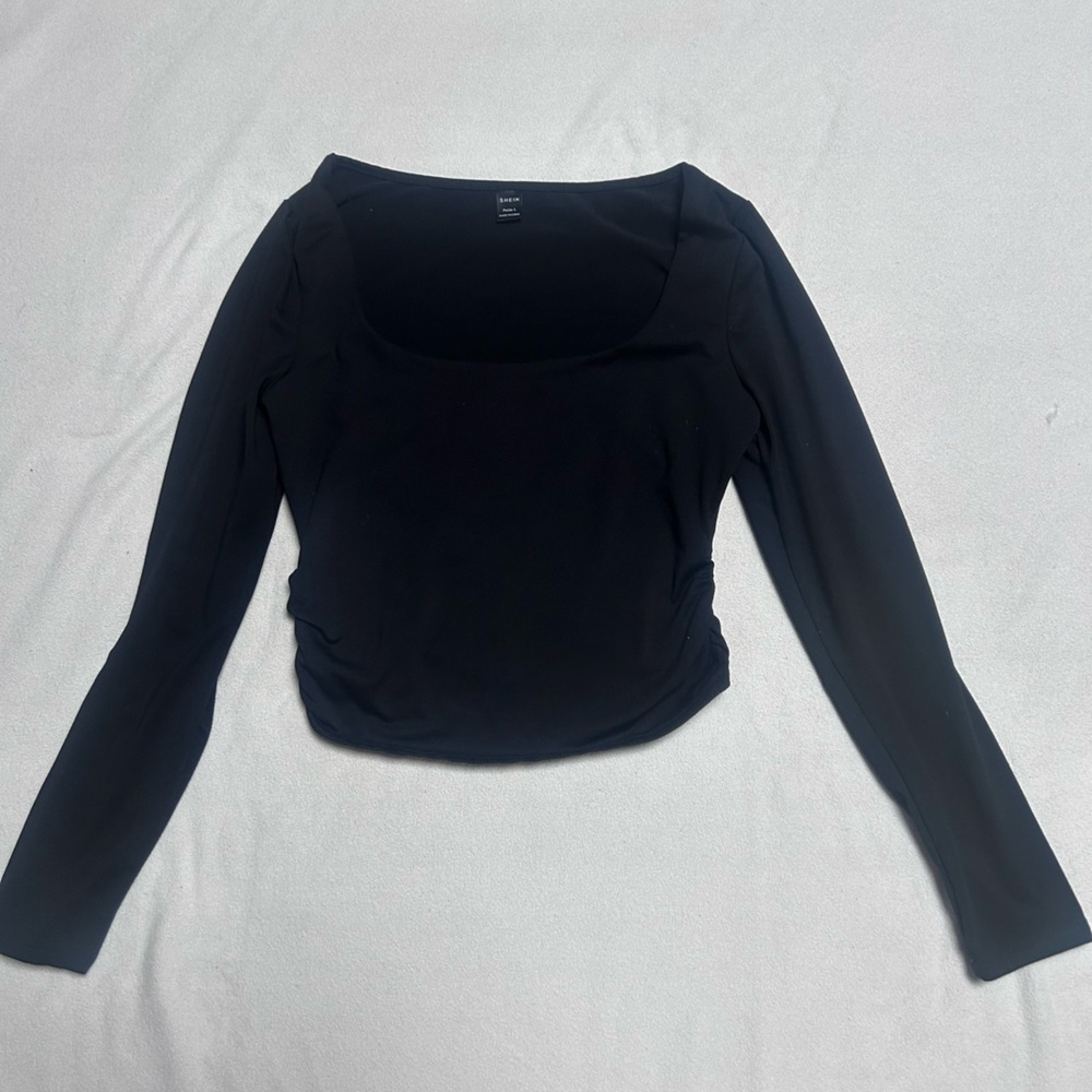Shein Black long sleeve with side drawstring